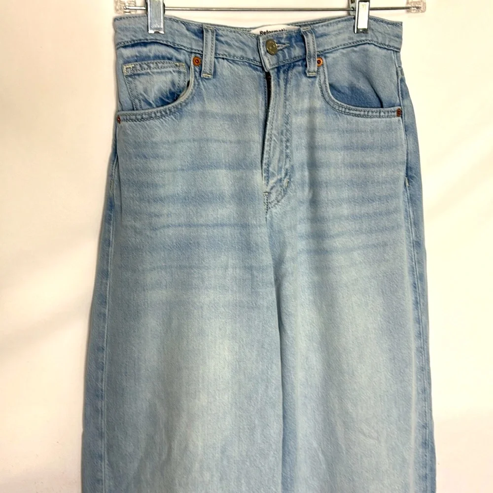 Reformation Carey Lived in Light Wash Wide Leg Jeans - Picture 7 of 8